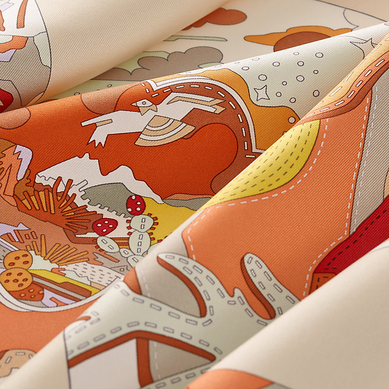 カレ 90 《ブーツ・ストーリー》 - オレンジ | Hermès - エルメス-公式